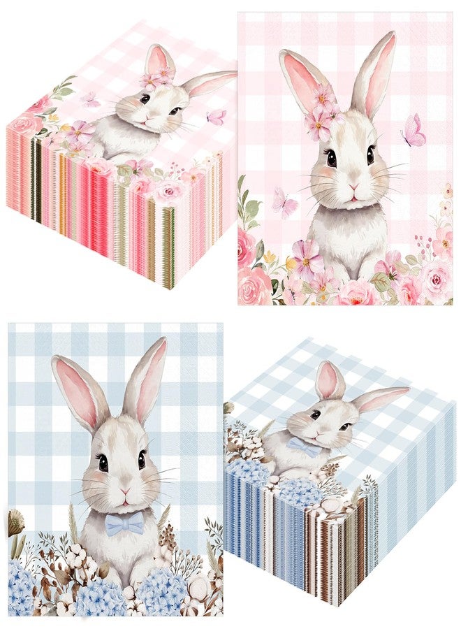 Chivertion 100pcs Bunny Paper Napkins Easter Disposable Napkins Spring Rabbit Luncheon Napkin for Decoupage Easter Birthday Party Tableware Supplies Decor, 6.5 x 6.5 Inch - Image 1
